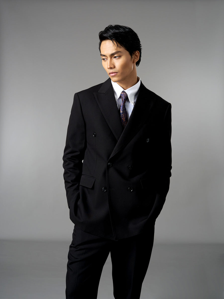 Double Breasted Suit Blazer - Midnight Black (Regular Fit)