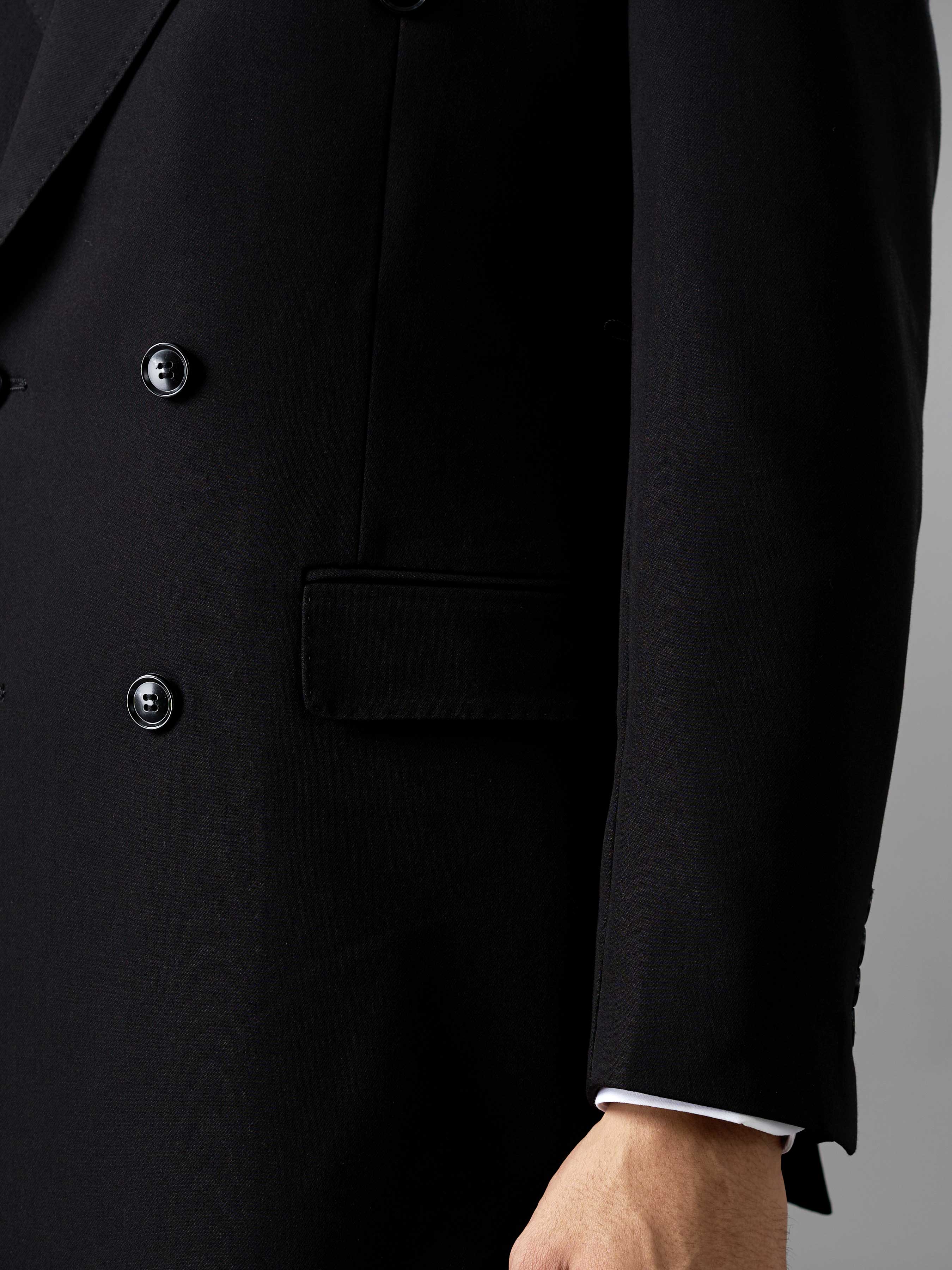 Double Breasted Suit Blazer - Midnight Black (Regular Fit)