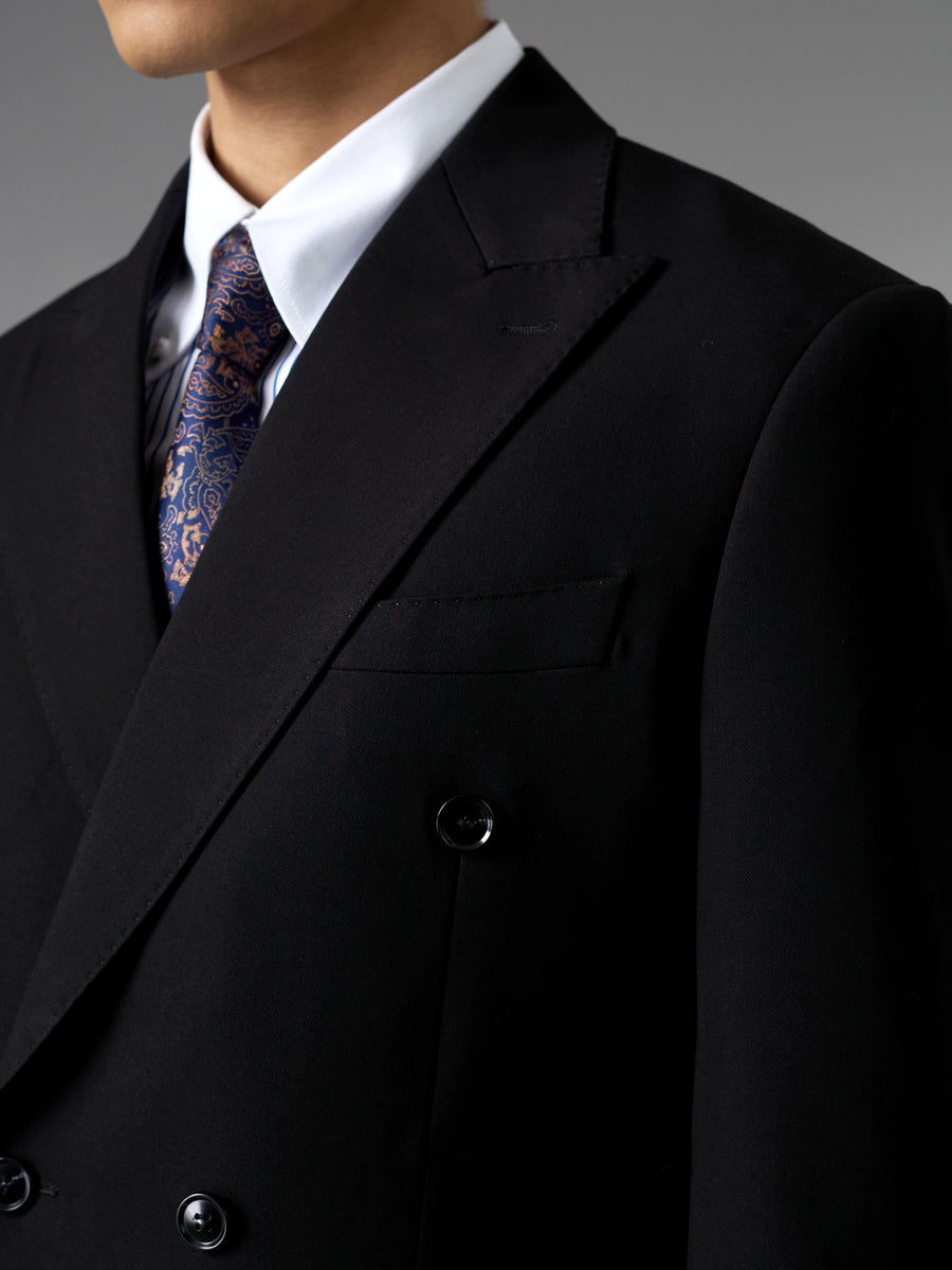 Double Breasted Suit Blazer - Midnight Black (Regular Fit)