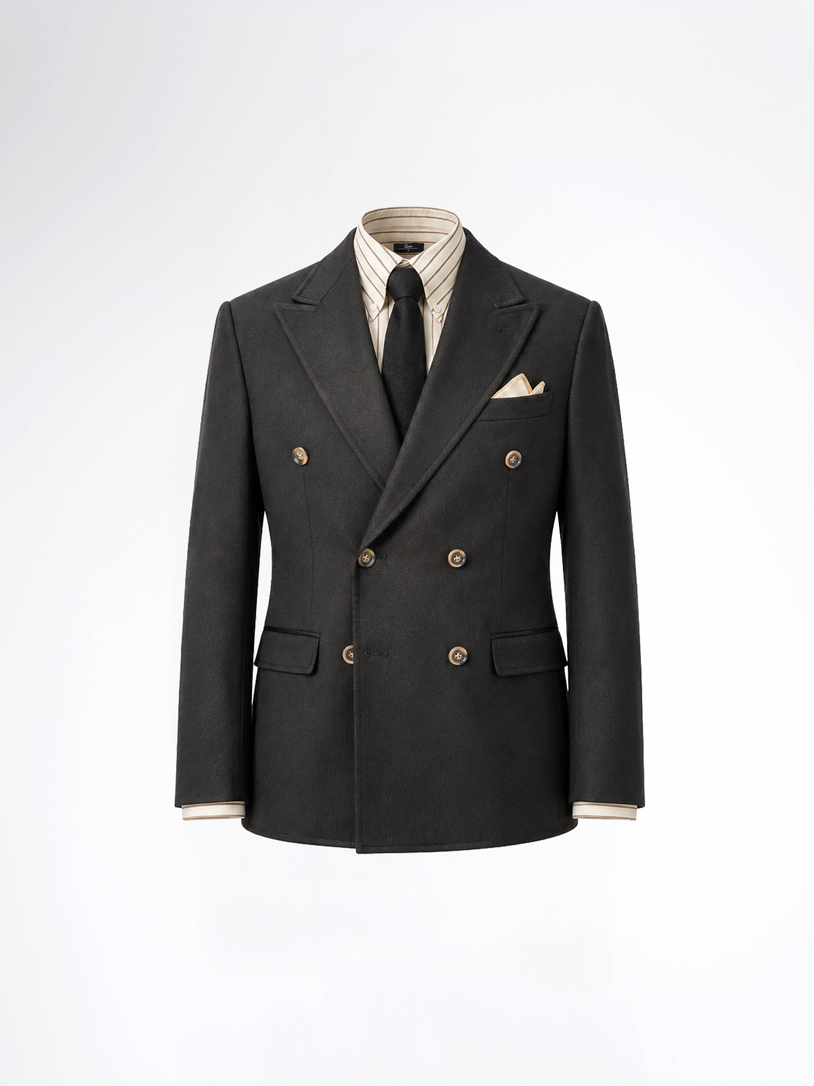 Double Breasted Suit Blazer - Onxy Black (Slim Fit)