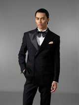 Double Breasted Suit Blazer Tux - Jet Black (Slim Fit)