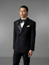Double Breasted Suit Blazer Tux - Jet Black (Slim Fit)