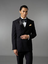 Double Breasted Suit Blazer Tux - Jet Black (Slim Fit)