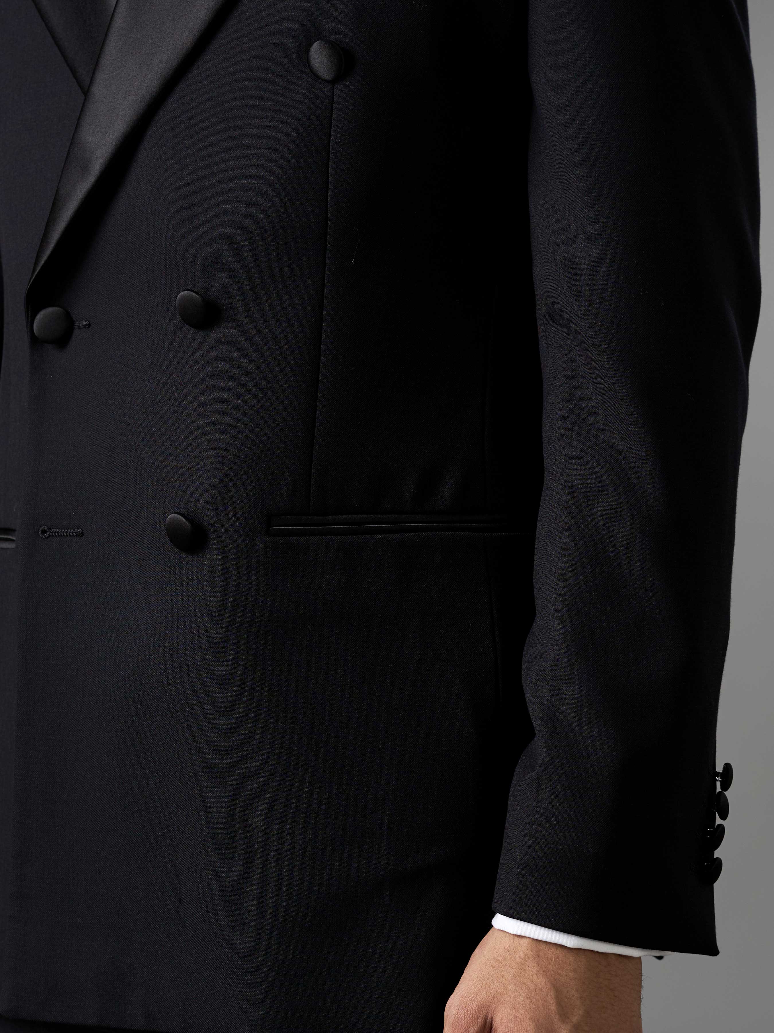 Double Breasted Suit Blazer Tux - Jet Black (Slim Fit)
