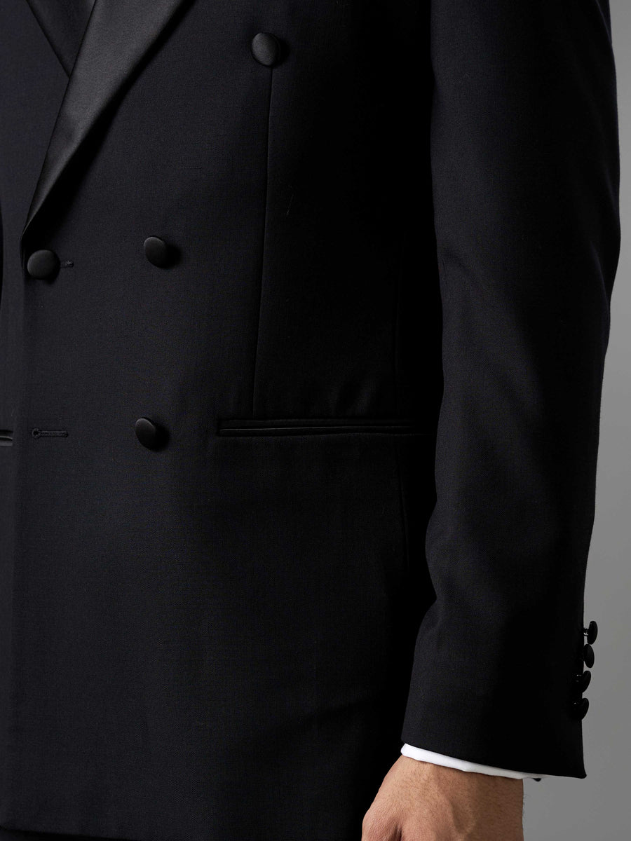 Double Breasted Suit Blazer Tux - Jet Black (Slim Fit)