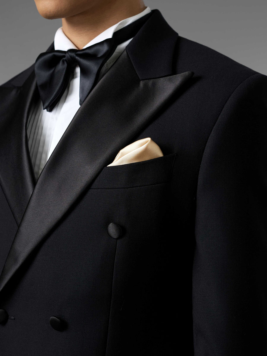 Double Breasted Suit Blazer Tux - Jet Black (Slim Fit)