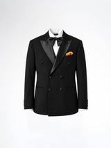 Double Breasted Suit Blazer Tux - Raven Black (Regular Fit)