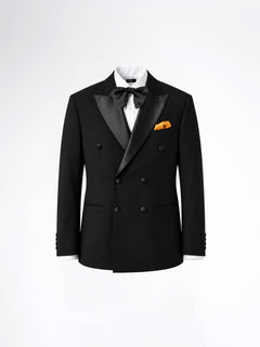 Double Breasted Suit Blazer Tux - Raven Black (Regular Fit)