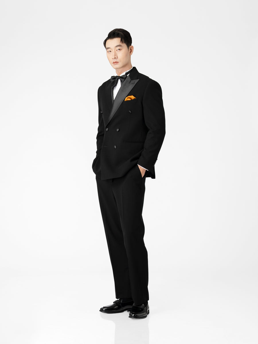 Double Breasted Suit Blazer Tux - Raven Black (Regular Fit)