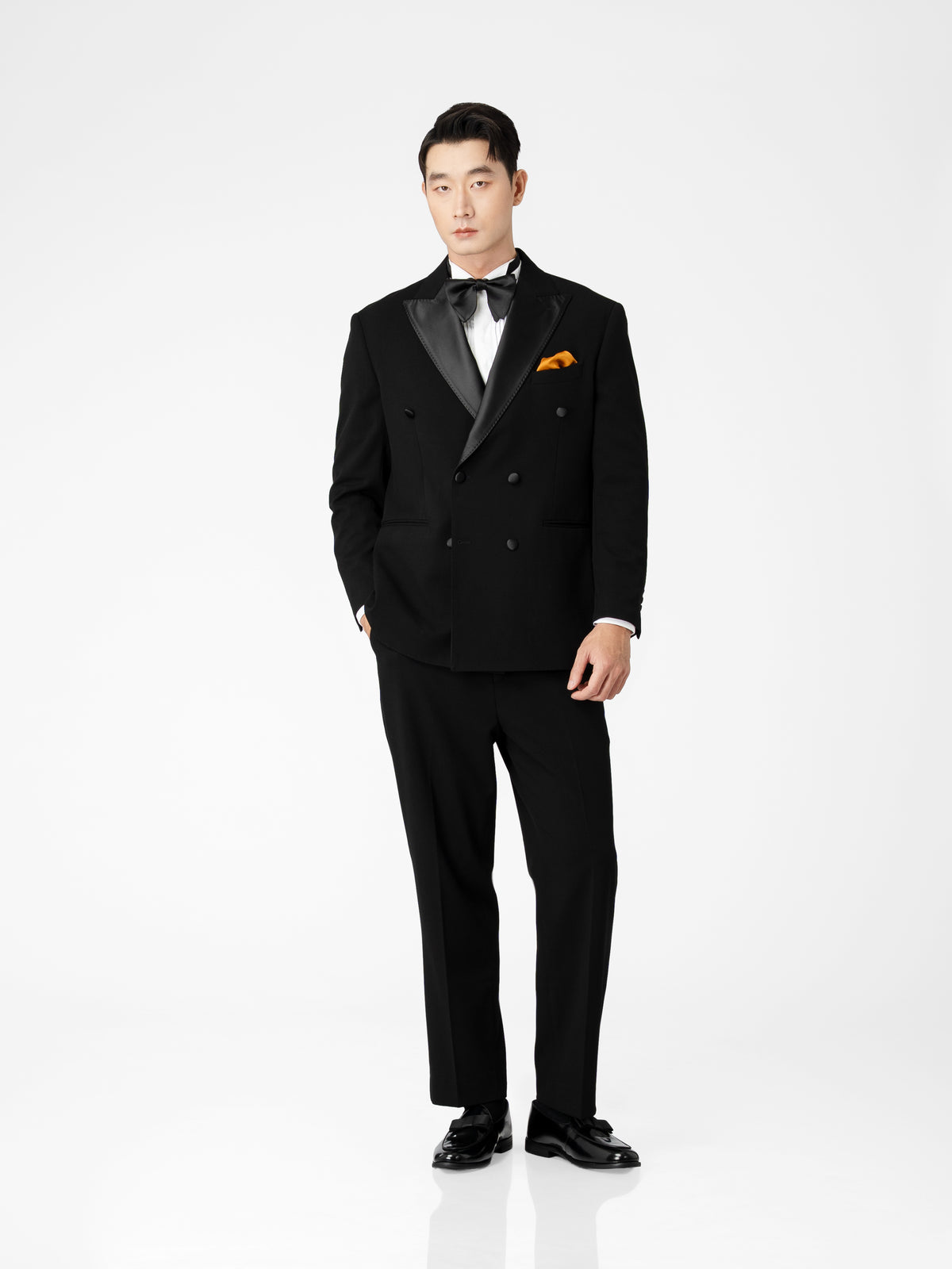 Double Breasted Suit Blazer Tux - Raven Black (Regular Fit)