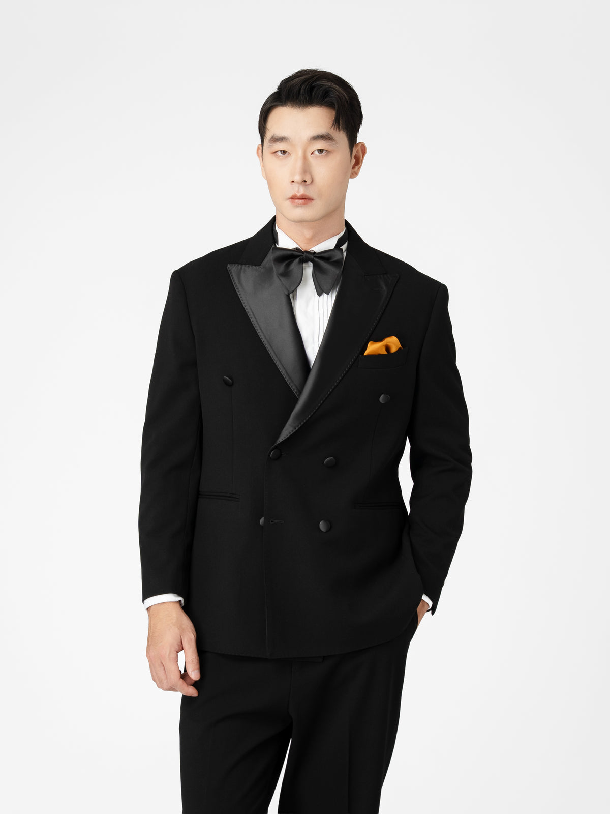 Double Breasted Suit Blazer Tux - Raven Black (Regular Fit)