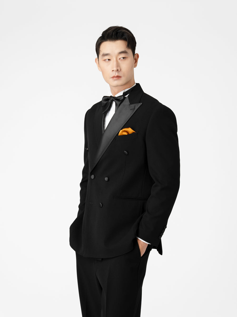 Double Breasted Suit Blazer Tux - Raven Black (Regular Fit)