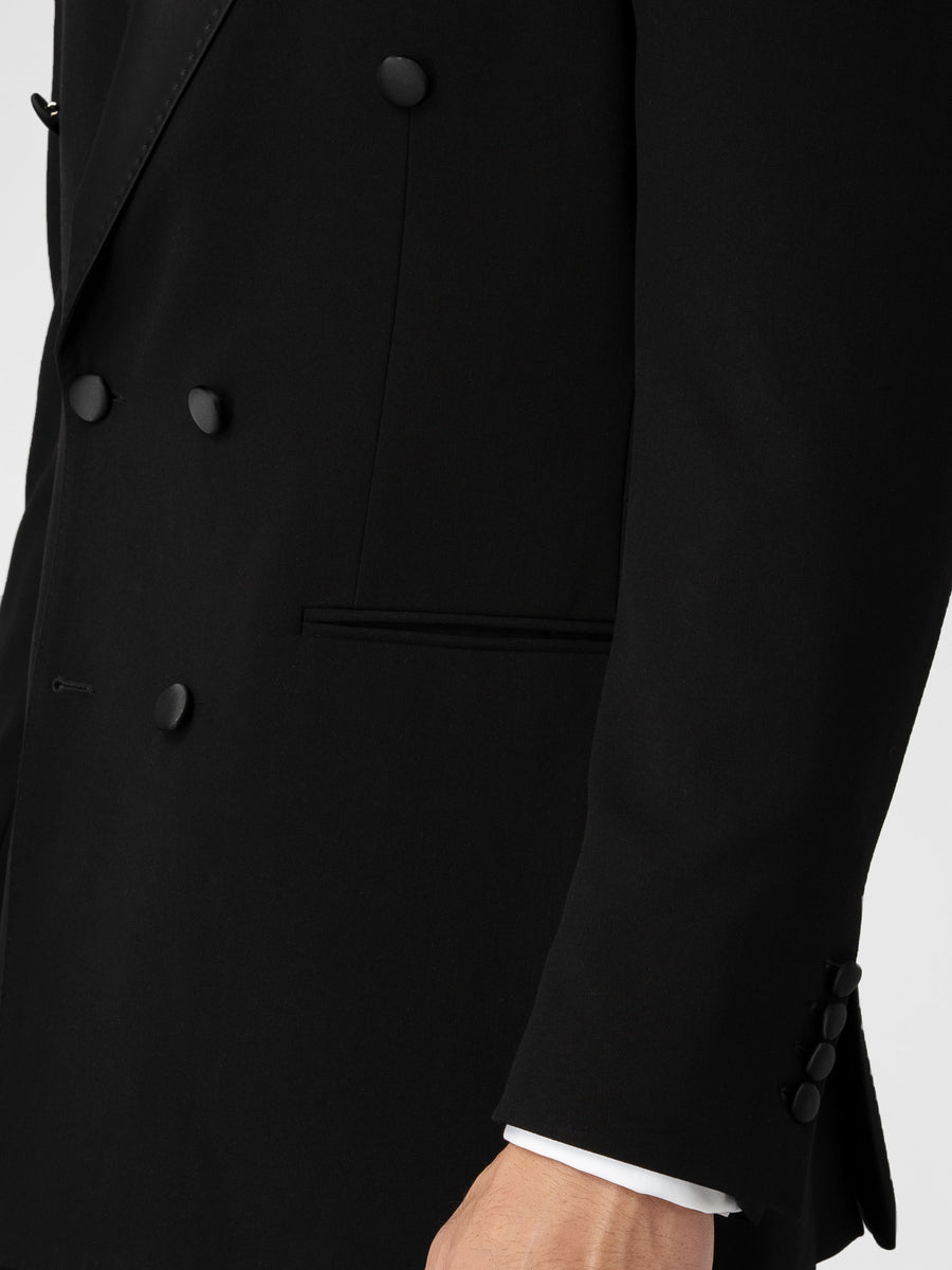 Double Breasted Suit Blazer Tux - Raven Black (Regular Fit)