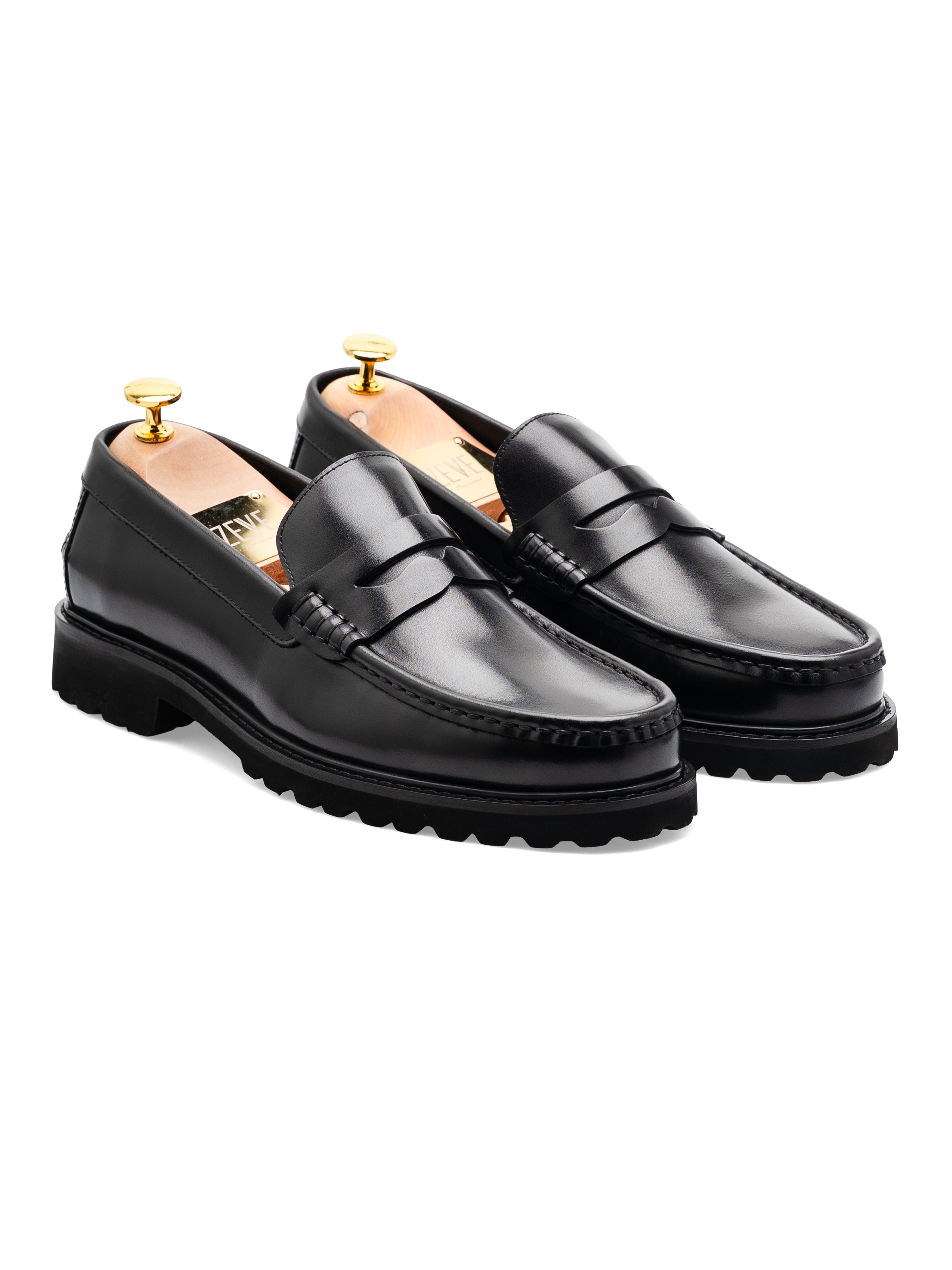 Duke Penny Loafer - Black Leather (Chunky Sole)