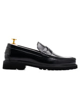 Duke Penny Loafer - Black Leather (Chunky Sole)