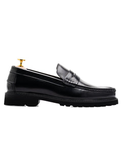 Duke Penny Loafer - Black Leather (Chunky Sole)