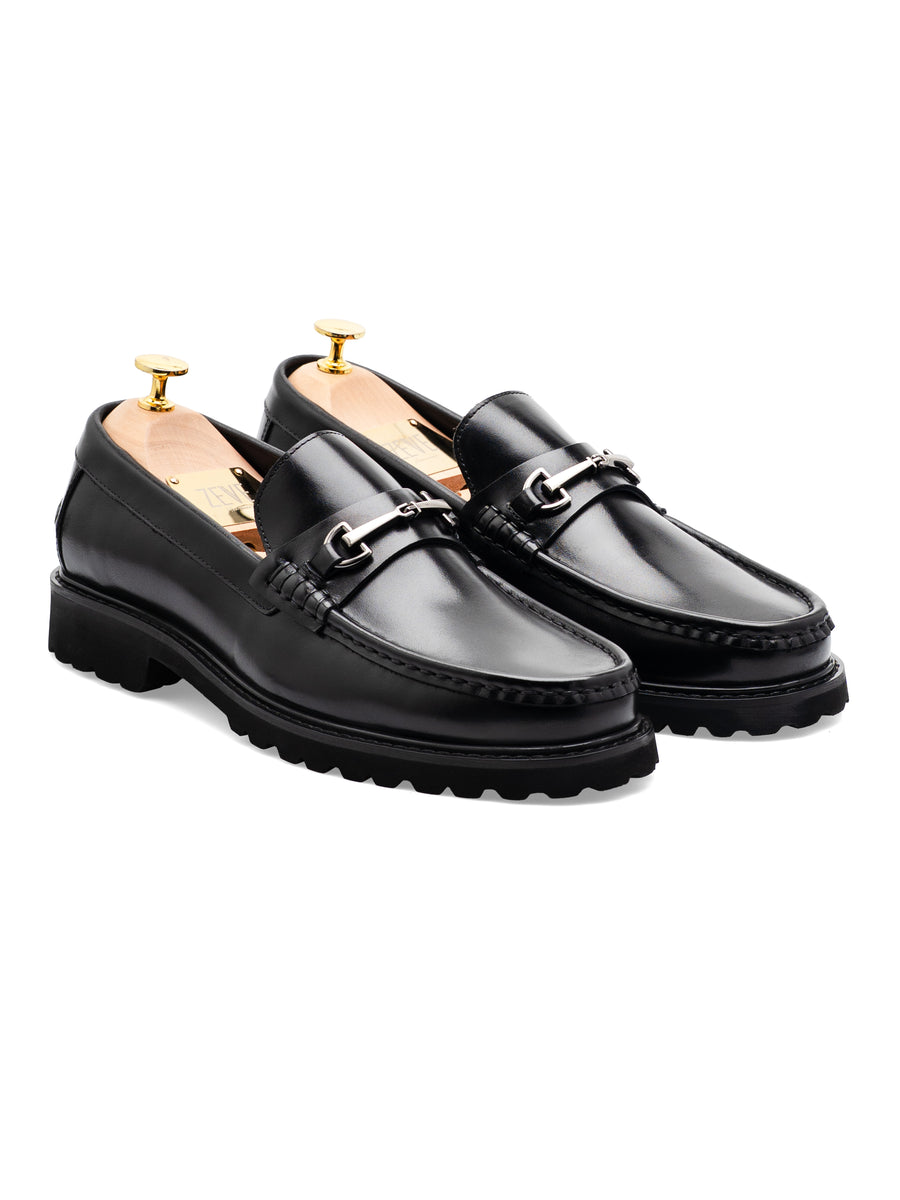 Edmond Bit Loafer - Black Leather (Chunky Sole)