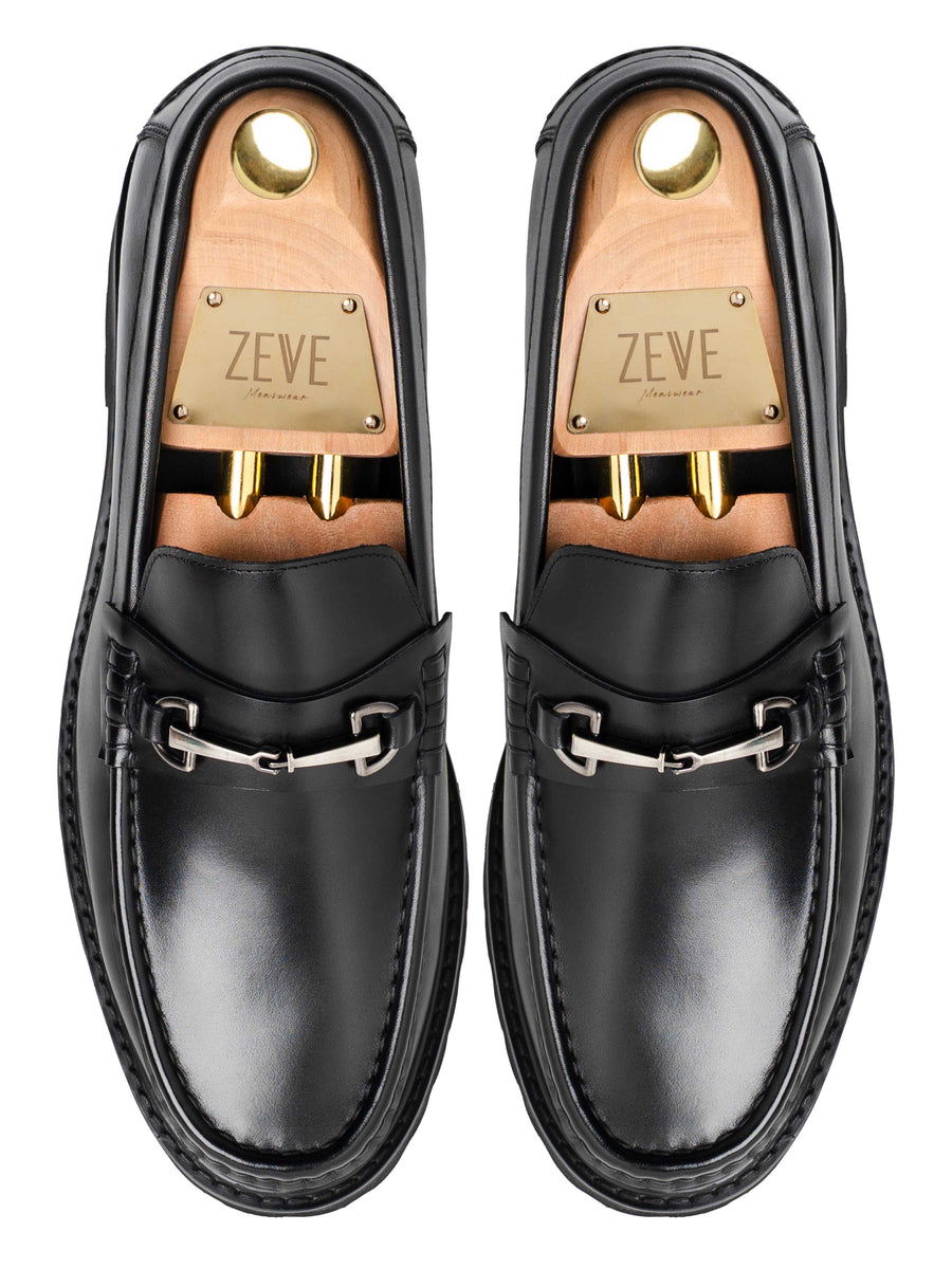 Edmond Bit Loafer - Black Leather (Chunky Sole)
