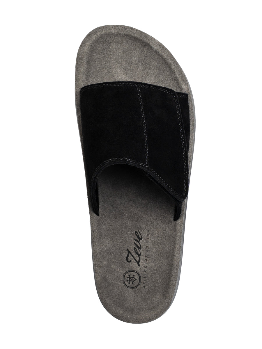 Elan Sandal - Black Suede Leather