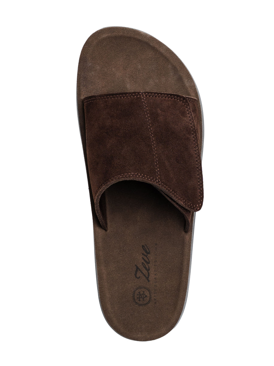 Elan Sandal - Coffee Suede Leather
