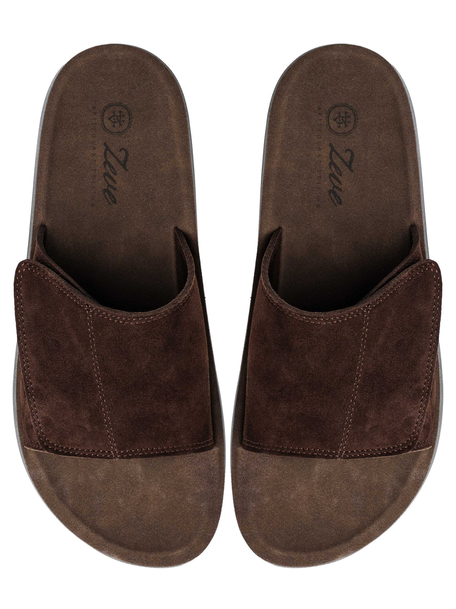 Elan Sandal - Coffee Suede Leather