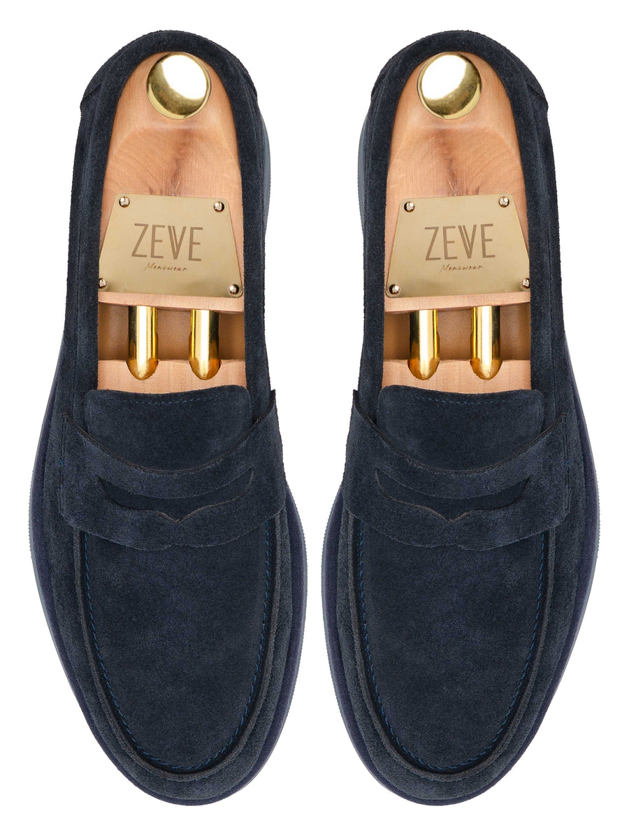 Eldon Penny Loafer - Navy Suede Leather