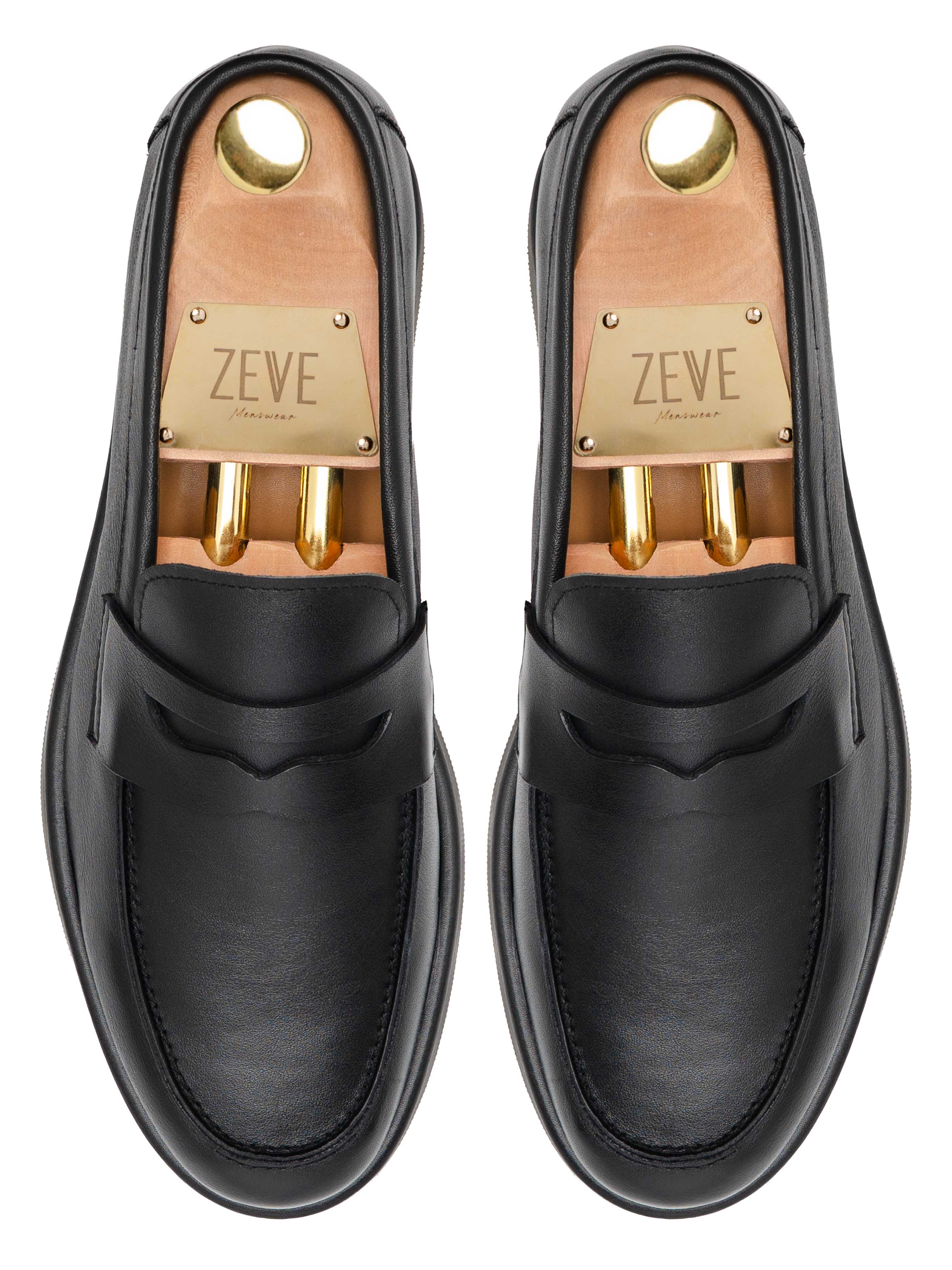 Eldon Penny Loafer - Solid Black Leather