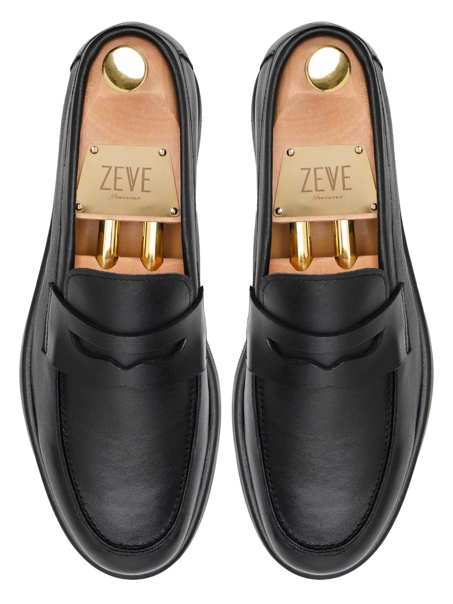 Eldon Penny Loafer - Solid Black Leather