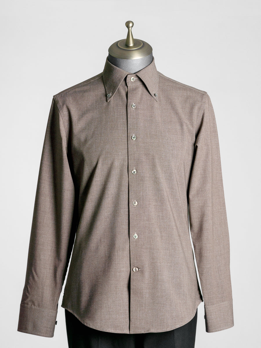 Elio-Formal-Shirt-Coffee-Button-Down-Collar-Front - Zeve