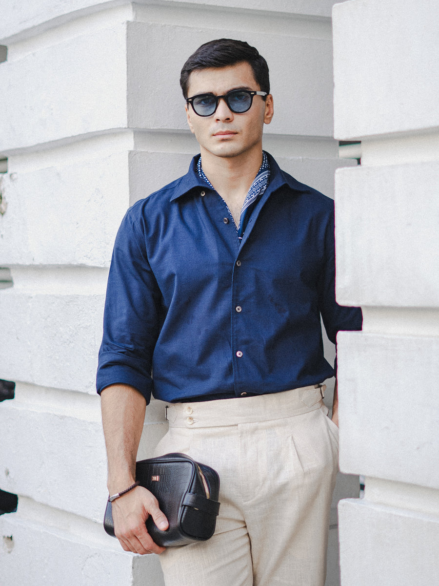 EmanuelFormalShirtNavyBlueOnepieceCollar2 - Zeve