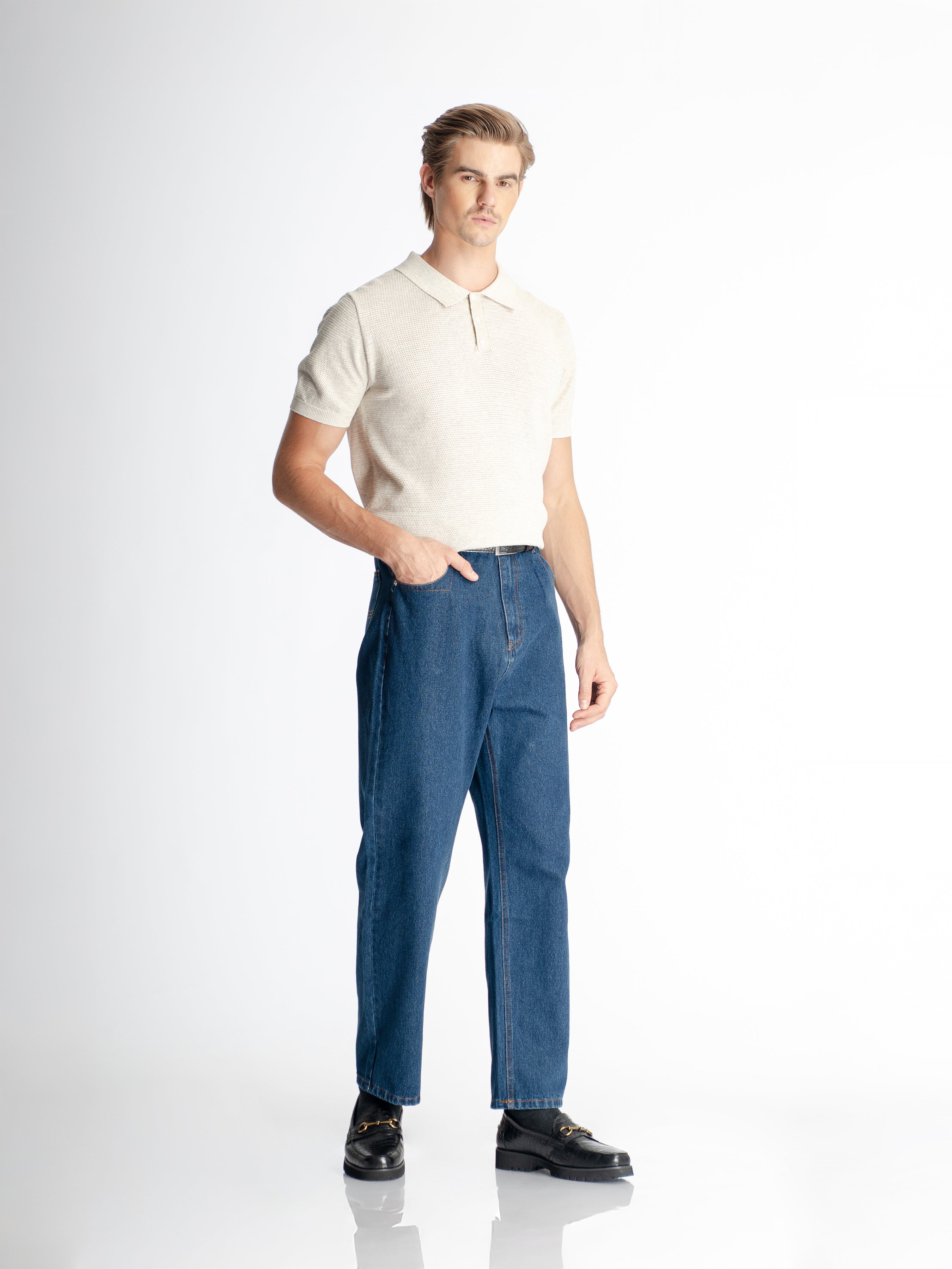Ezra Knit Polo Tee - Beige