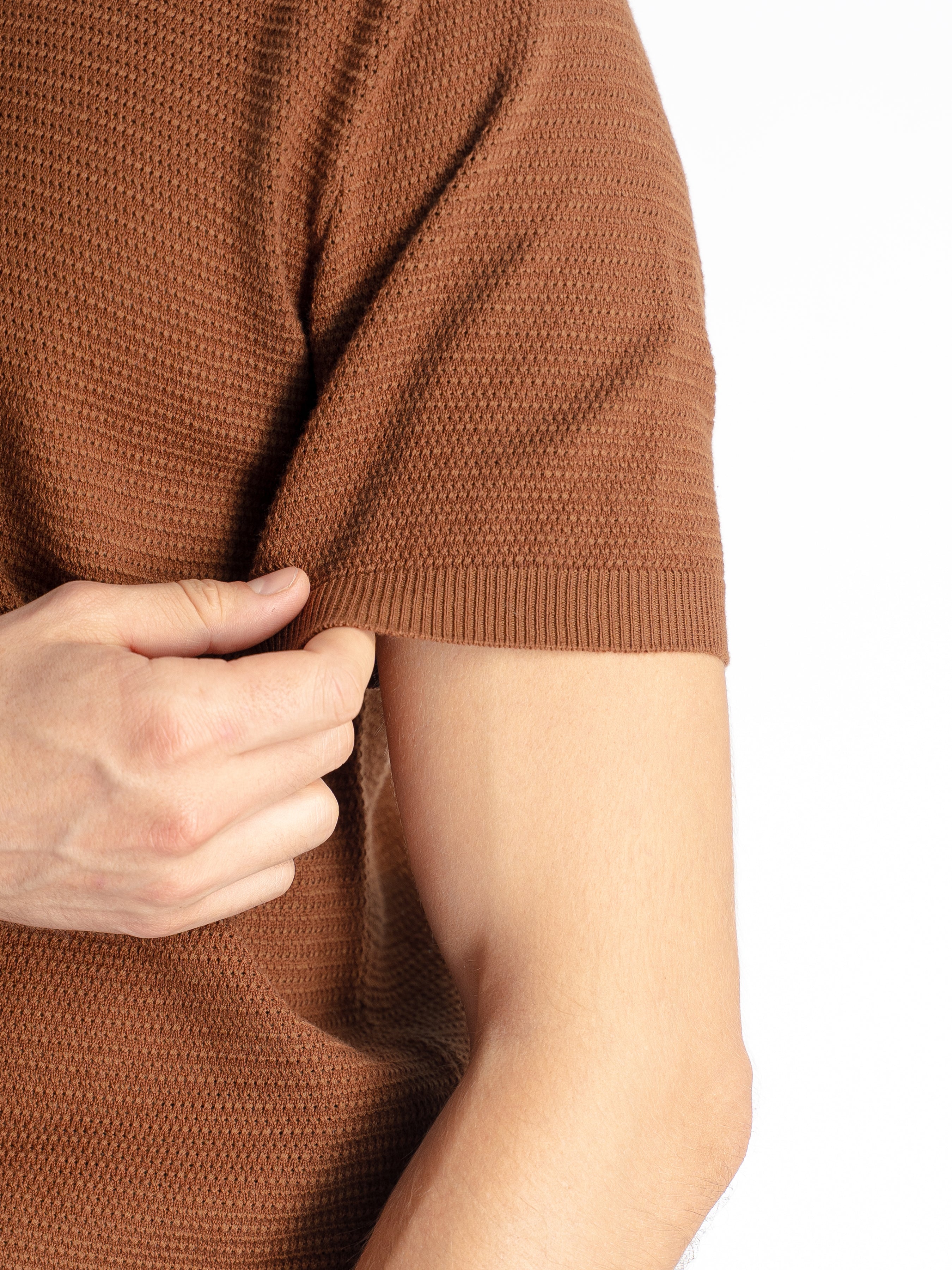 Ezra Knit Polo Tee - Coffee