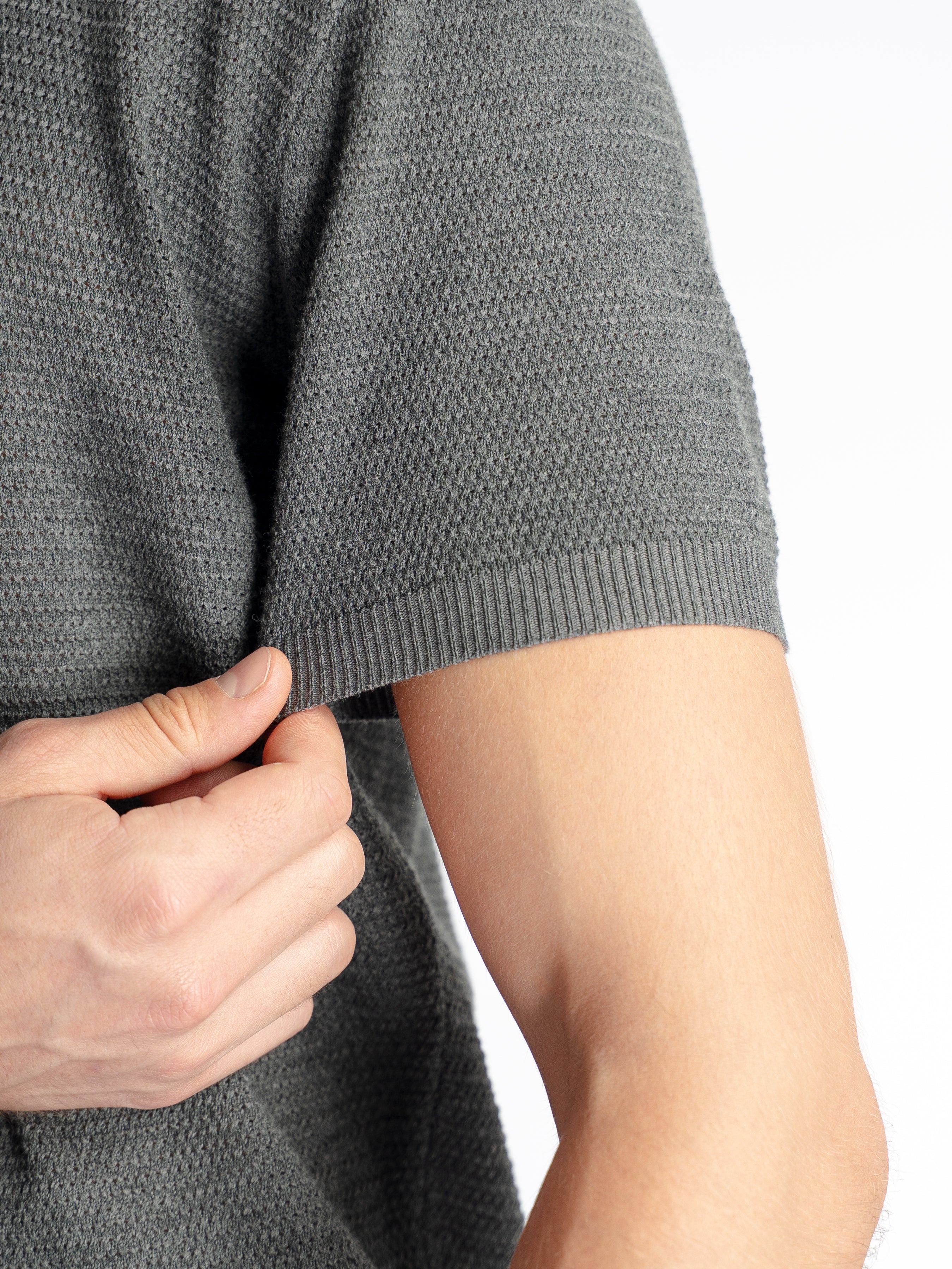 Ezra Knit Polo Tee - Grey