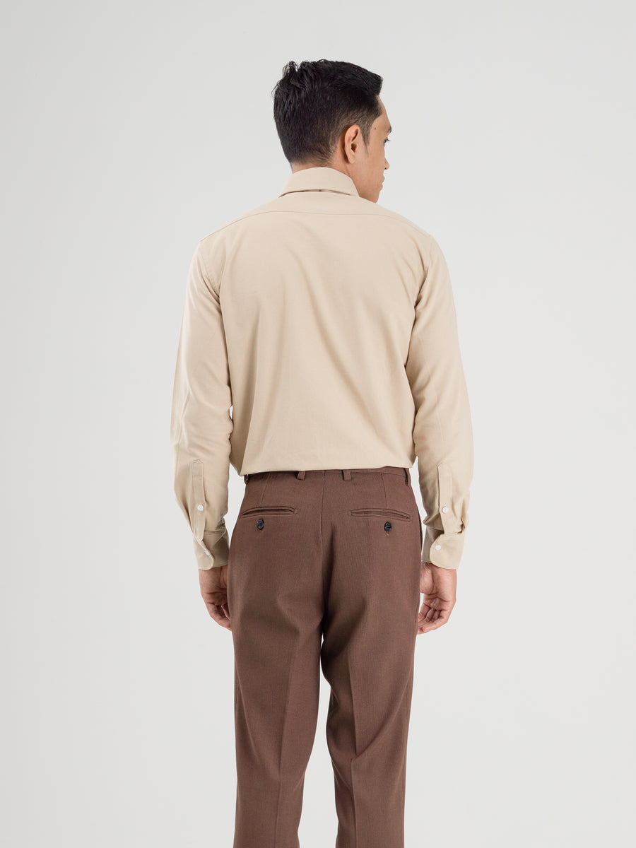 Formal-Shirt-Beige-Oxford-Button-Down-Collar_01 - Zeve