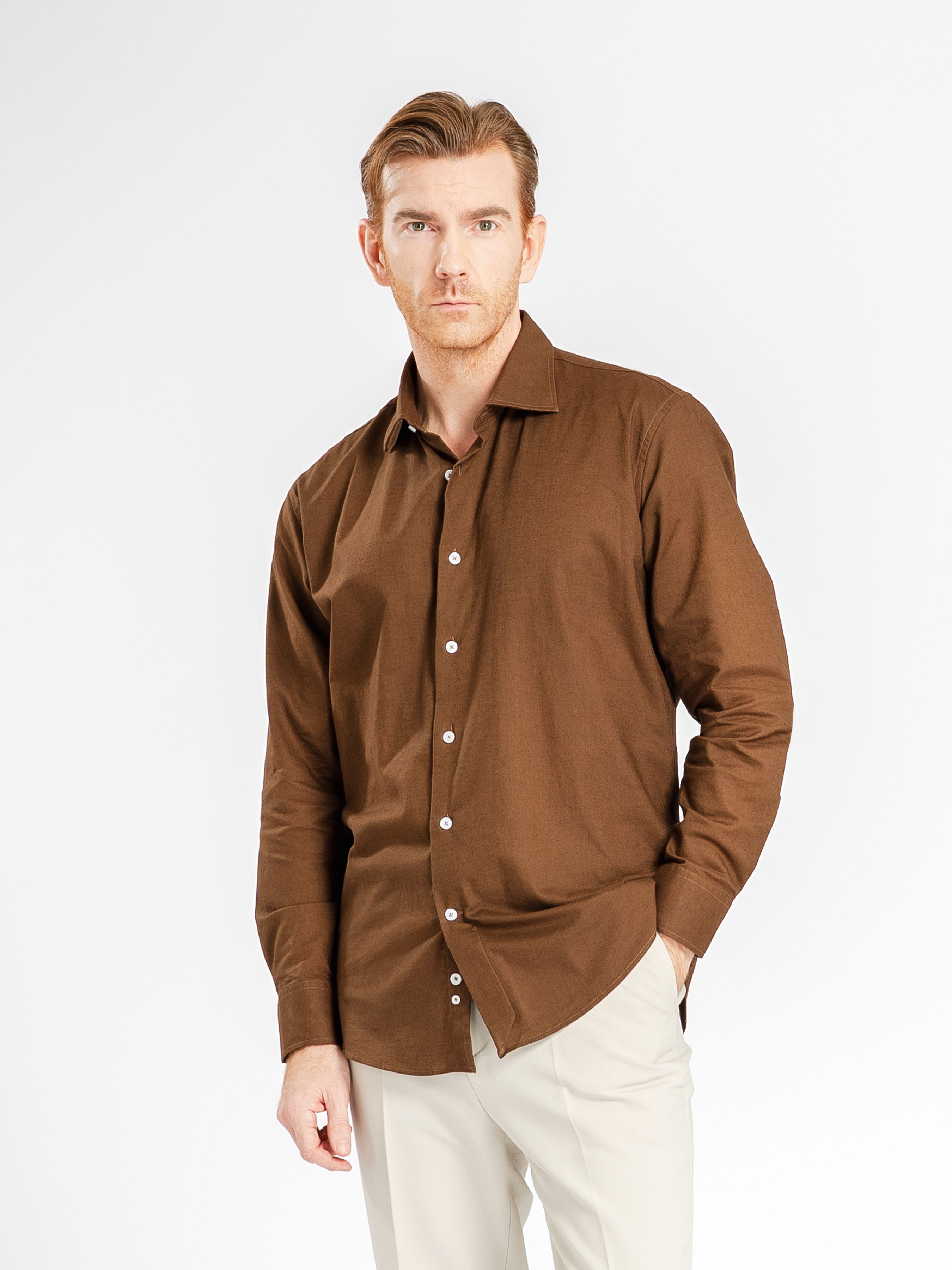 FrancoLinenShirtCoffeeWindsorCollar1_43231255-4705-4cd4-a2c0-e1cd0b932aac - Zeve