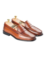 Front-Brogue-Penny-Loafer-CognacTan - Zeve