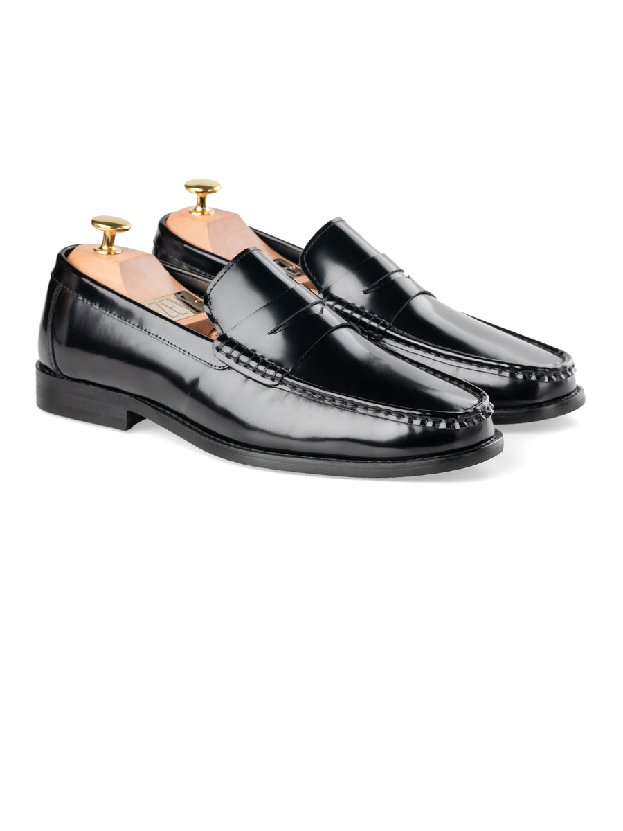 Front-Marco-Penny-Loafer-Black-Polished - Zeve