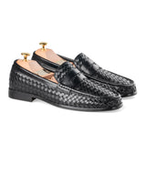 Front-Marco-Penny-Loafer-Black-Woven - Zeve
