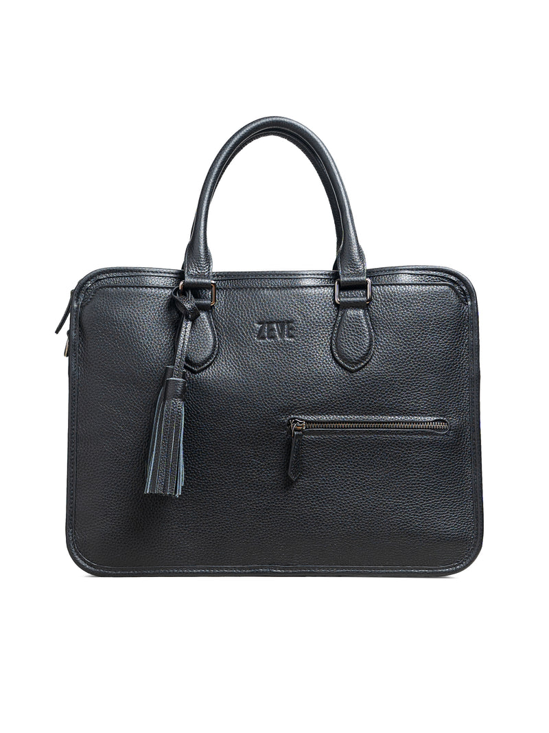 FrontBellunoBriefcaseBlackPebbleLeather_69a97949-8974-4fb5-94e3-197579ee1982 - Zeve