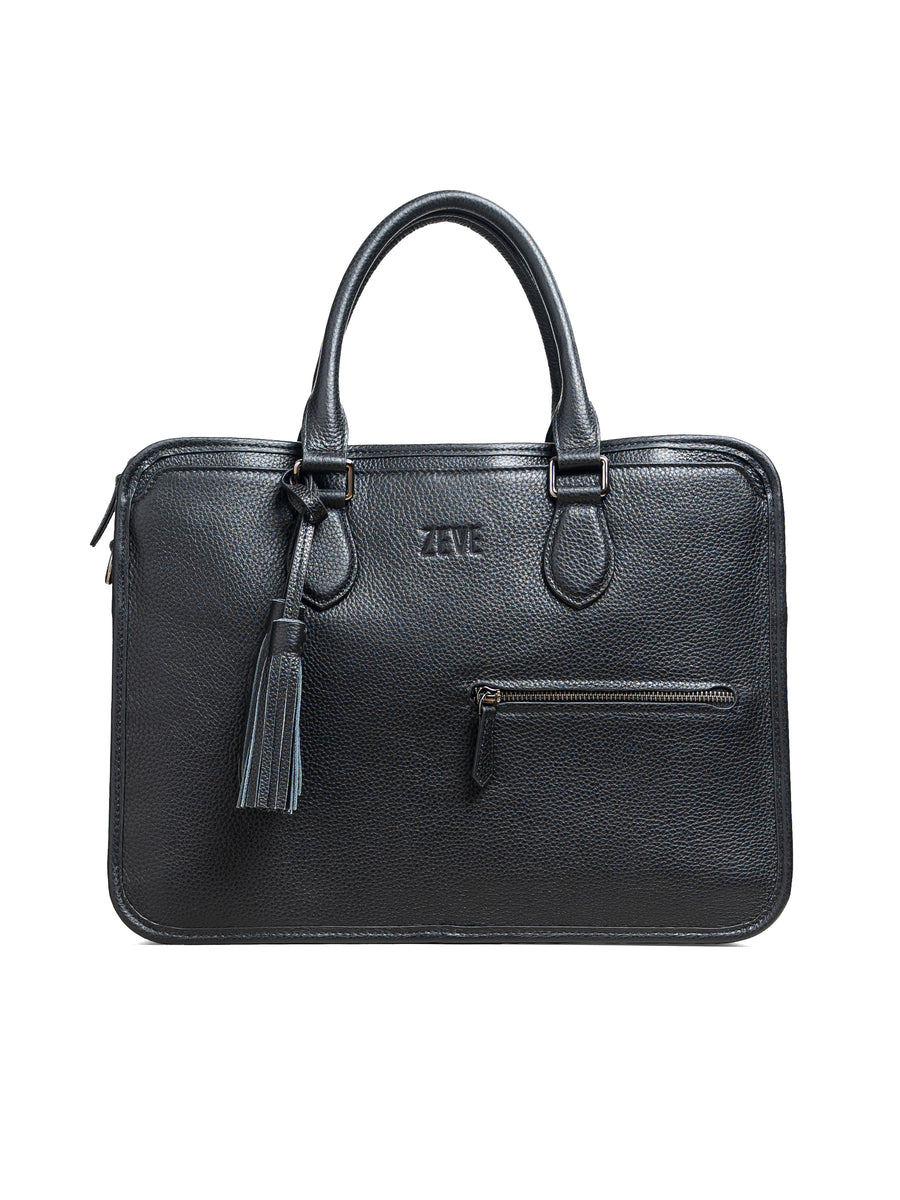 FrontBellunoBriefcaseBlackPebbleLeather_69a97949-8974-4fb5-94e3-197579ee1982 - Zeve
