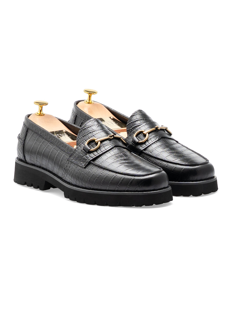 FrontMaisonHorsebitLoaferBlackCrocoLeather_EvaCombat - Zeve