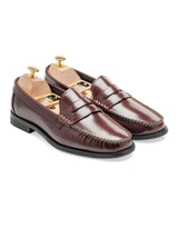 FrontPennyLoaferCognacTanPatentLeather - Zeve