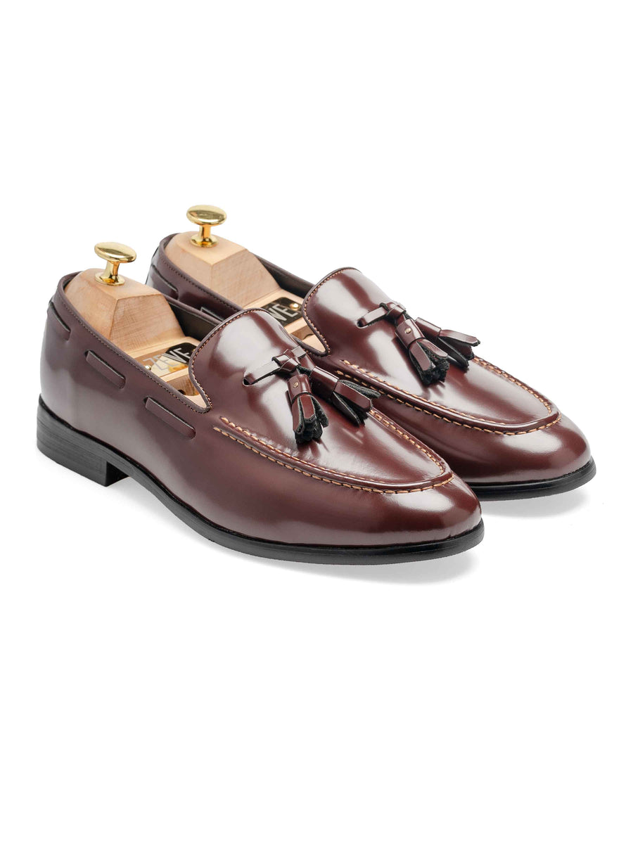 FrontTasselLoaferCognacTanPatentLeather - Zeve