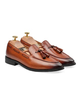 FrontTasselLoaferCognacTan_HandPaintedPatina - Zeve