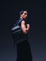 GenovaBackpackBlackWeaveLeather3 - Zeve
