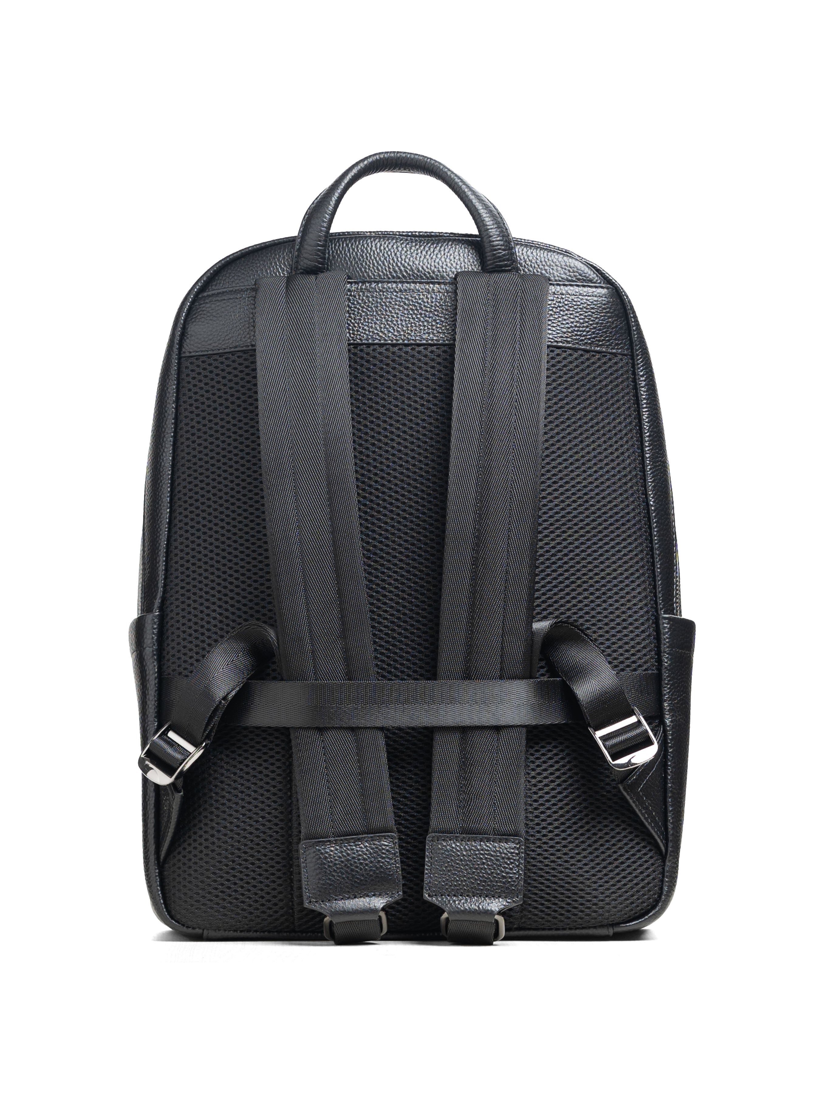 Genova Backpack - Black Weave Leather