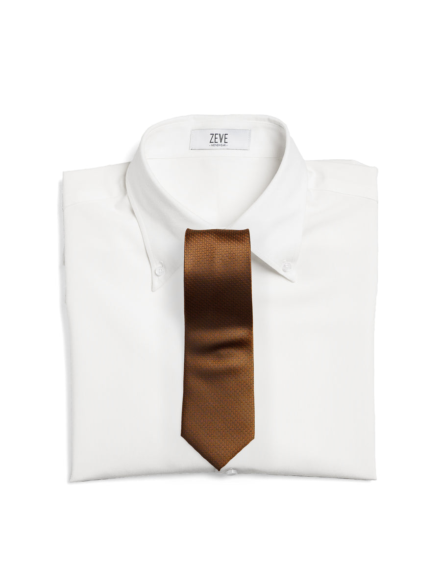GeometricTieGoldenBrownwithMiniDoubleWeave2 - Zeve