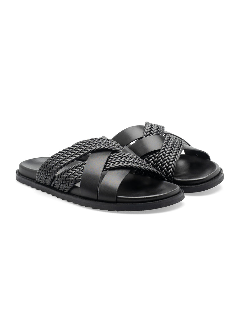 GhazSandalSolidBlackFront - Zeve