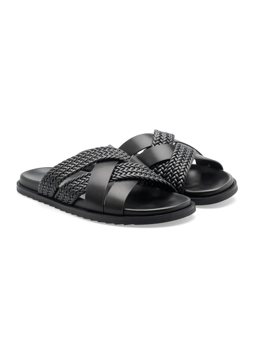 GhazSandalSolidBlackFront - Zeve