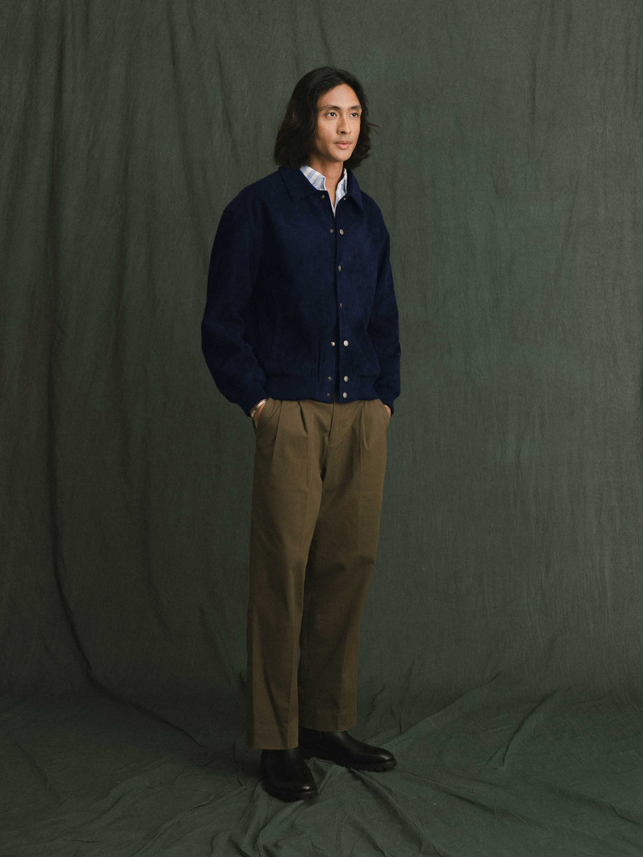 Harvard Suede Jacket - Navy